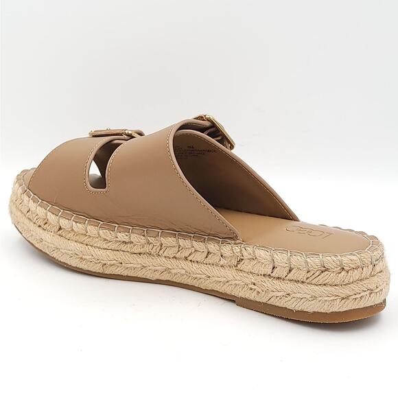 LOGO Lori Goldstein Espadrille Slide Sandals Lindsay Size US 8M Toffee Leather - Picture 3 of 5